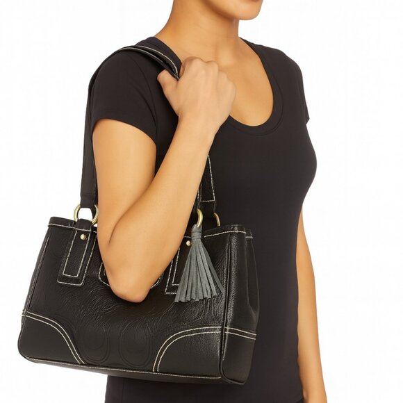 Coach Y2K Leather Hampton Turnlock Satchel Bag Black 2007 – EUC - Picture 3 of 11